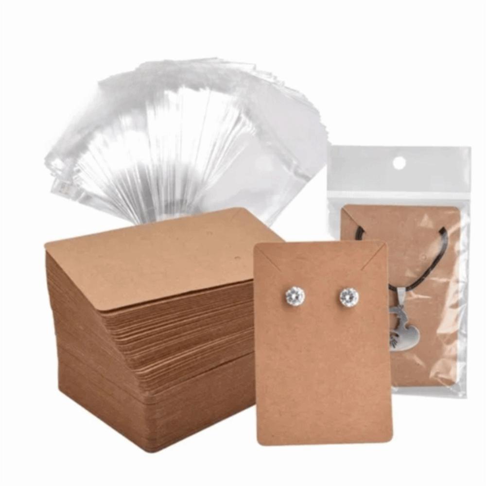 100pcs Blank Paper Earring Cards Black White Kraft Paper Jewelry Card Brown 6x9cm Earring Display Holder Cards Selling Jewelry коричневый