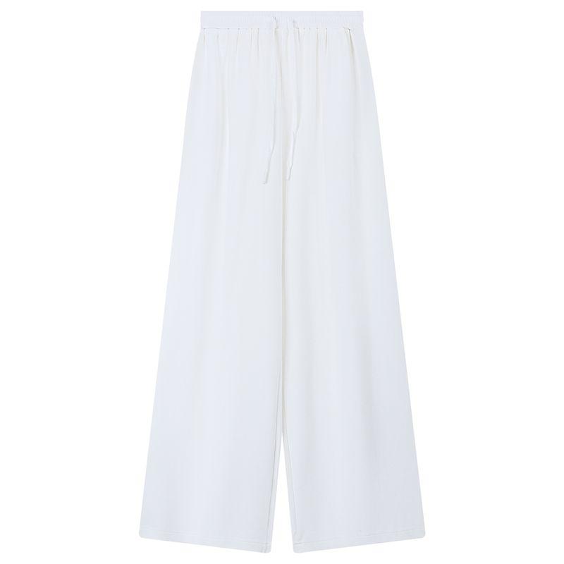 Kumikumi Idle Style Set White Sloping Shoulder Long Sleeve Hoodie Women Autumn High Waist Slimming Casual Pants Two-piece Set