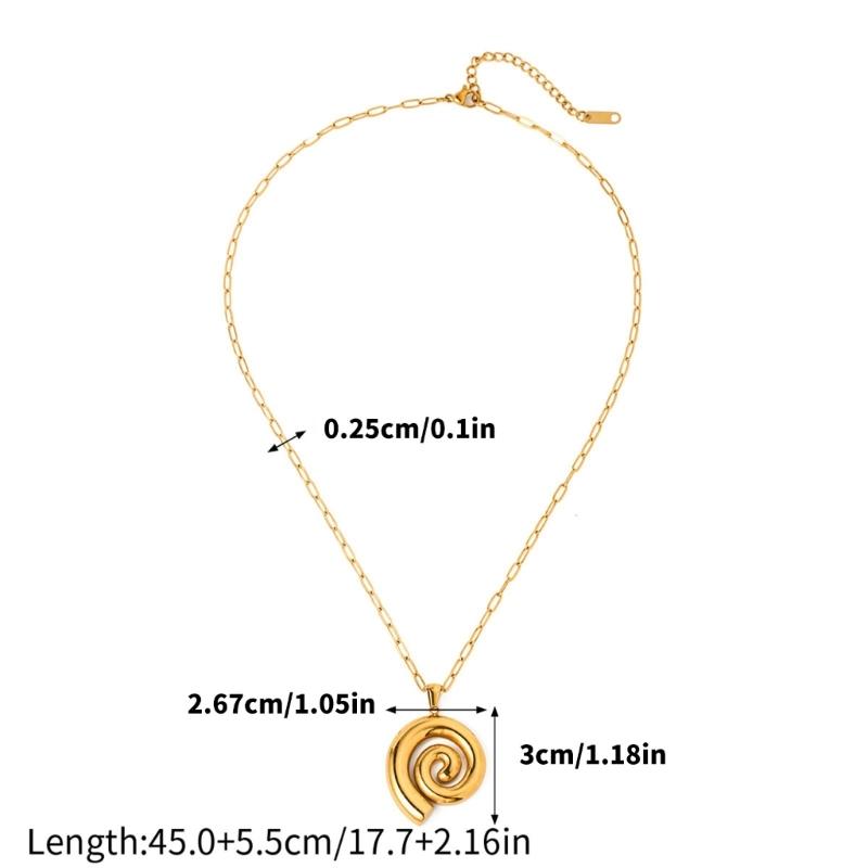 Bohemian Beach Jewelry Spirals Conch Pendant Necklace for Women Waterproof Stainless Steel Trendy Gift