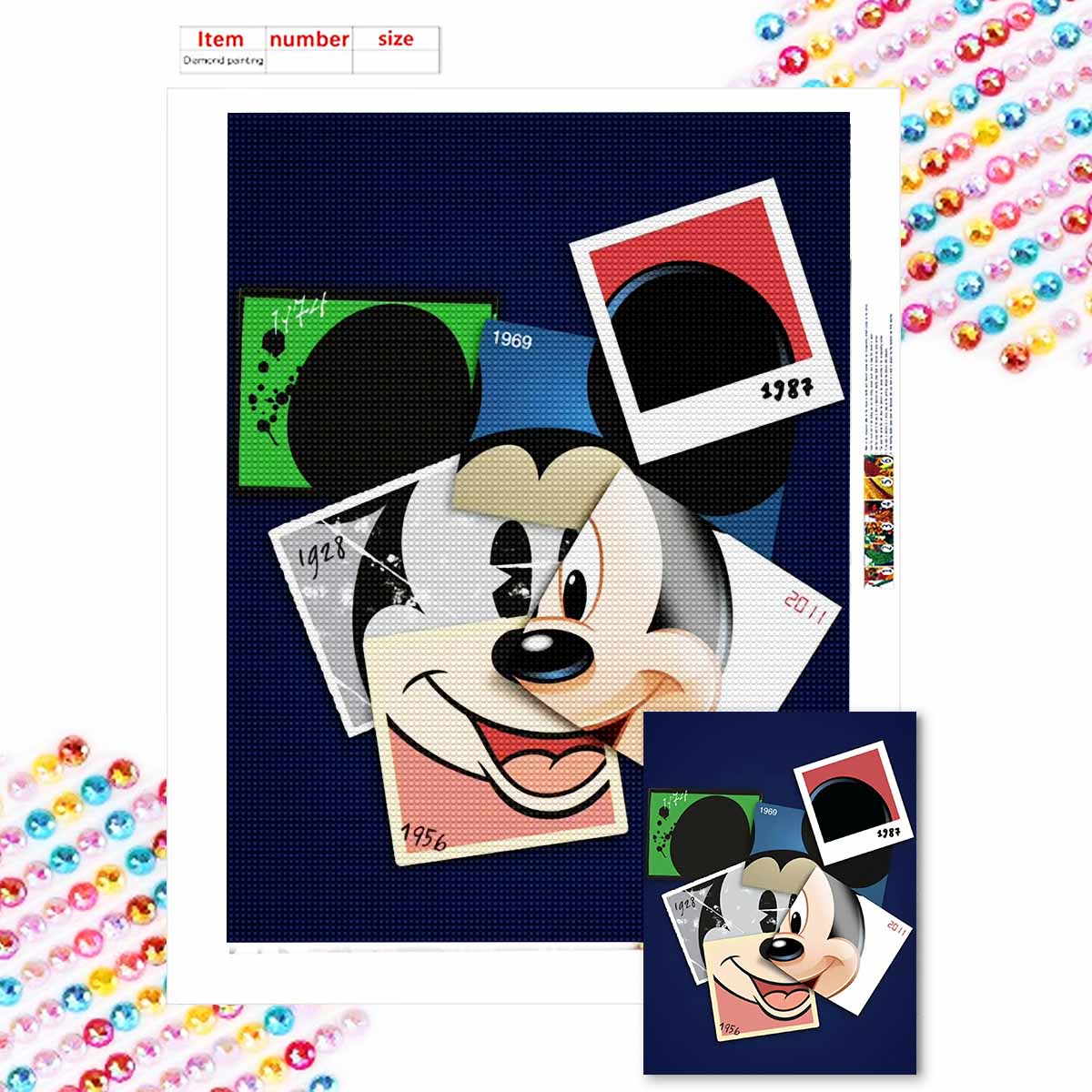 

DIY Diamond Painting Funny Mickey Cross Stitch Kit Mosaic Art Diamond Painting Full Circle Diamond Home Decoration Round 20x30cm