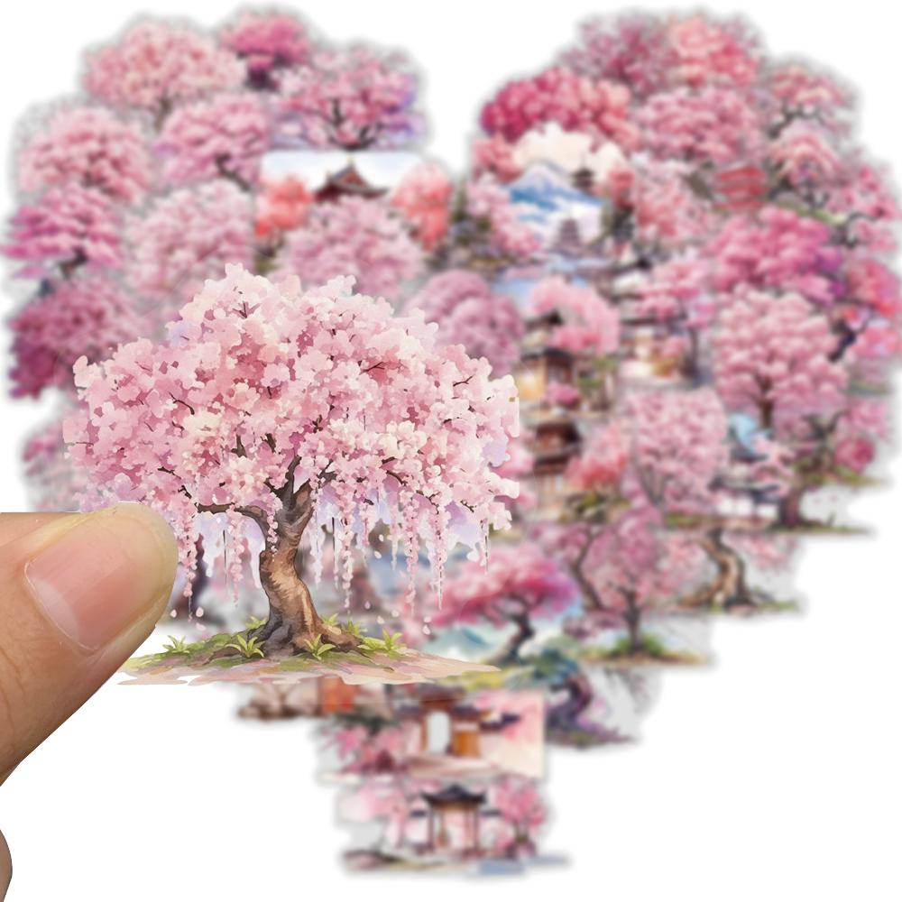 50PCS Watercolor Peach Tree Stickers Restaurant Stationery DIY Handmade Scrapbooking Cool Cafe Room Living Creative Sticker