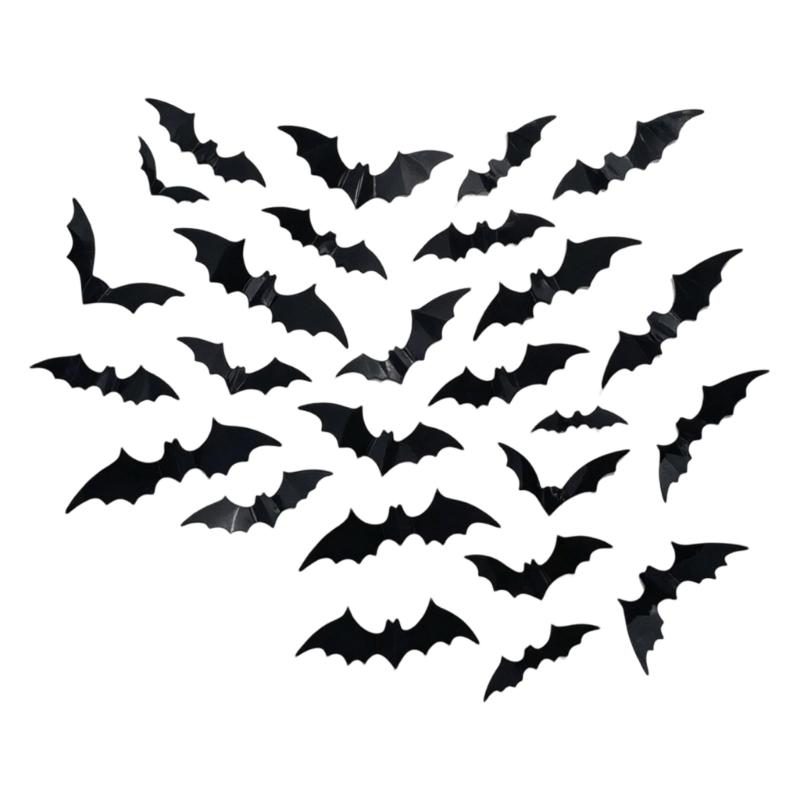 Indoor Halloween Bat Sticker Set, 111 Black 3D Flying Cutouts Sticker for Entryway, Glass Panels, Room Sections and Shop Display Use IndoorsSticker