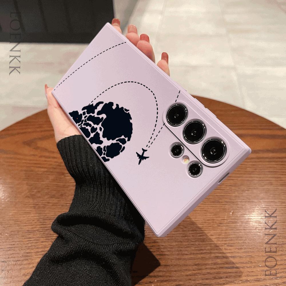 Aircraft route map Silicone Case For Samsung Galaxy S25 S24 S23 S22 S21 Ultra FE A35/A54/A55/A34 5G Note 10/20 Plus Soft Cover