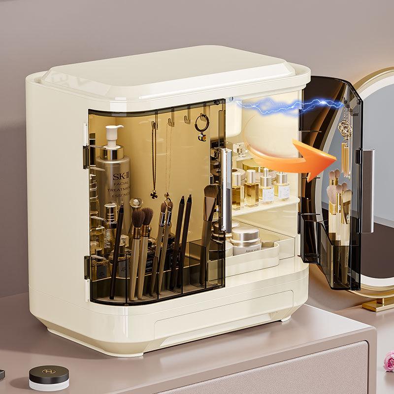 Exquisite And High End Dust Proof Desktop Divided Into Double Doors, Skincare, Light Luxury Lipstick, Cosmetics Storage Box