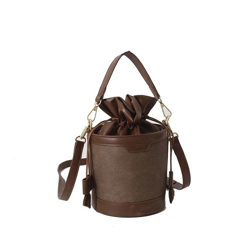 Šicí nitě Trend Crossbody tašky Kbelík Módní Vysoce kvalitní tašky přes rameno pro ženy se stahovací šňůrkou Dámské kabelky