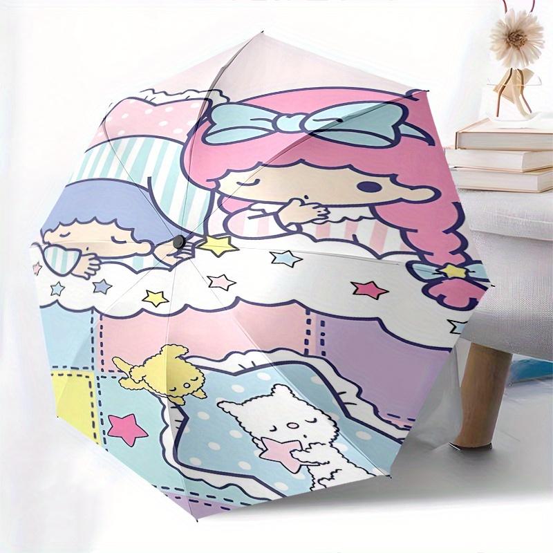Little Twin Stars,Sanrio Characters Automatic opening and closing folding umbrella with 8 rib frame and compact travel design,perfect for