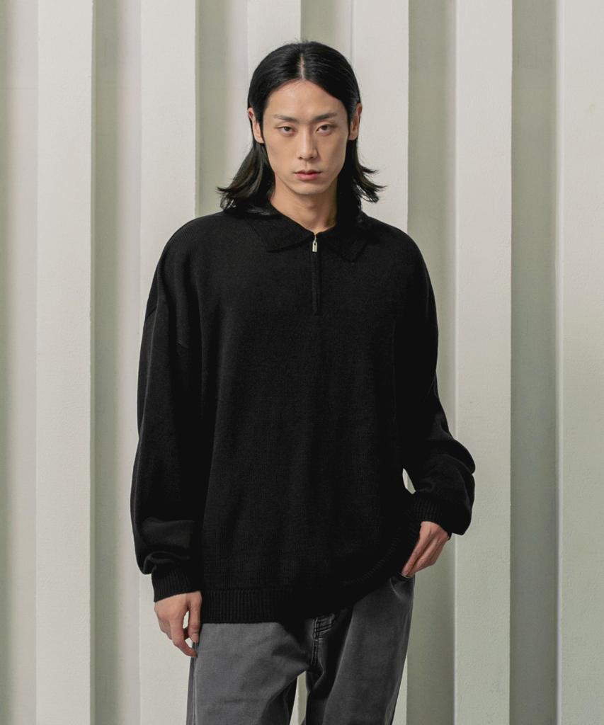 Keonsebbi Basic Collar Half Zip Knit 4 Colors