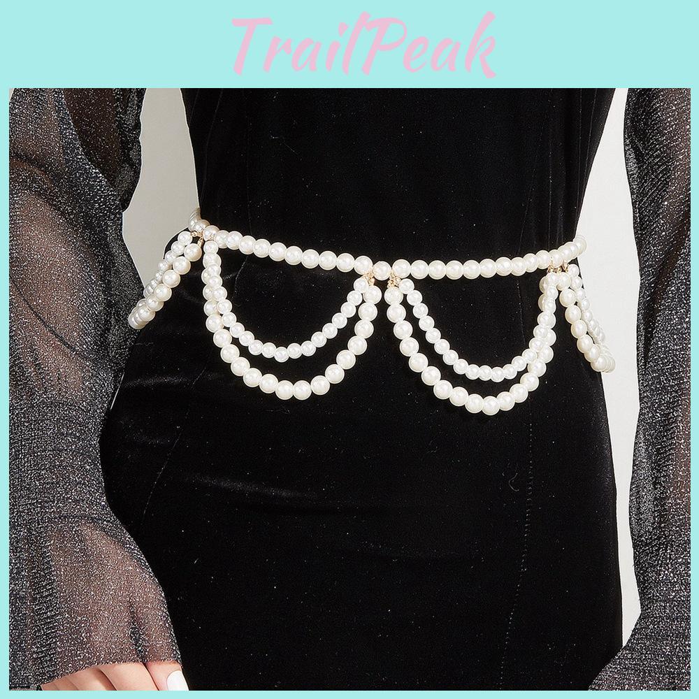 Pearl Modern Women Tassel Waist Chain With Double Waist Jewelry Dress Accessory