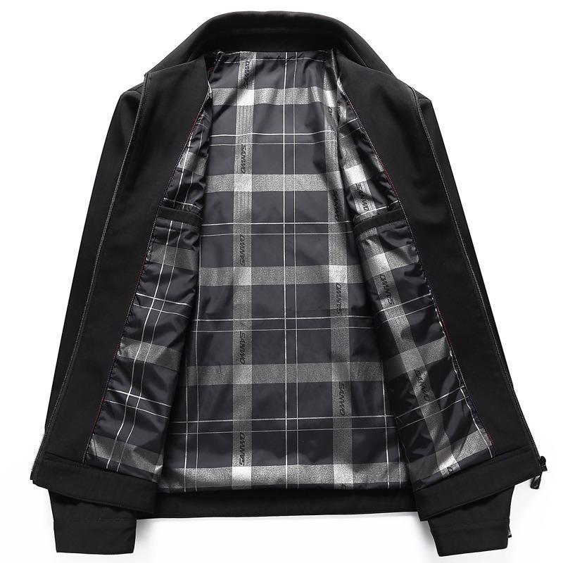 Spring and Autumn Middle and Old Men's Jacket Lapel Jacket-0 Year Old Dad Top Cadre Business Gentleman