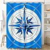 Retro Compass Shower Curtain Nautical Blue White Decor for Bathroom High-Quality Fabric Waterproof Bath Mat Set by TaurusDuan