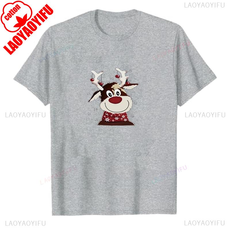 

Christmas Reindeer Tee Print Graphic TShirt for Unisexs Womens Casual Oneck ShortSleeve Fashion Summer TShirts Regular Tops S