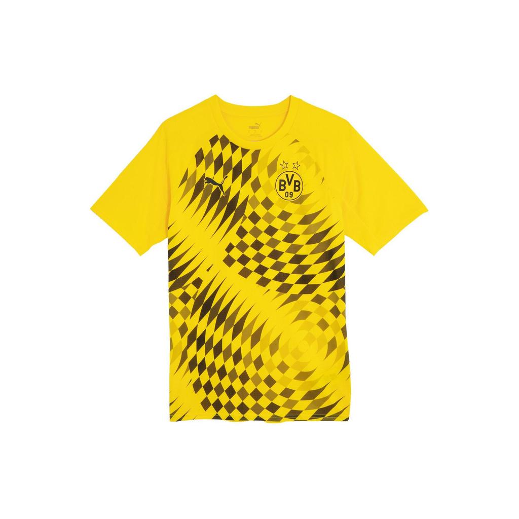 Puma Borussia Dortmund Graphic Print Crew Neck Short Sleeve T-Shirt Men Tops Electronic-Yellow Black 774200-01