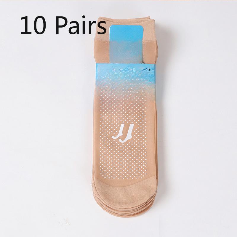 

10 пар женских весенне-летних носков с массажной подошвой, защищенных от зацепок, с силиконовой подошвой, устойчивых к износу 10 Pairs