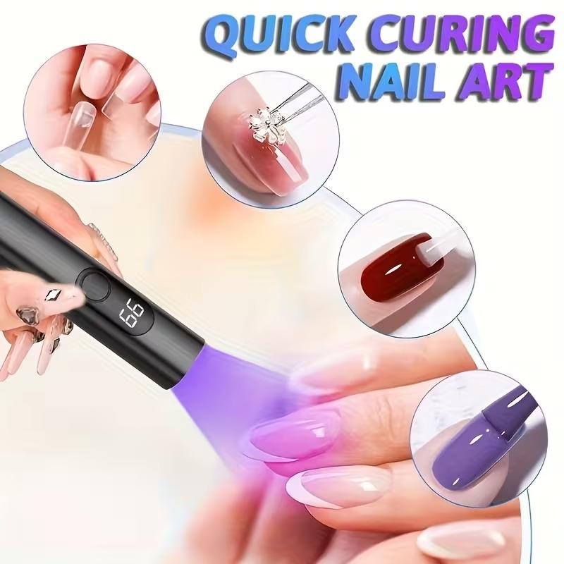 Mini UV LED Nail Lamp Portable Rechargeable Handheld Gel Nail Dryer Fast Curing Lightweight Design for Home Manicure
