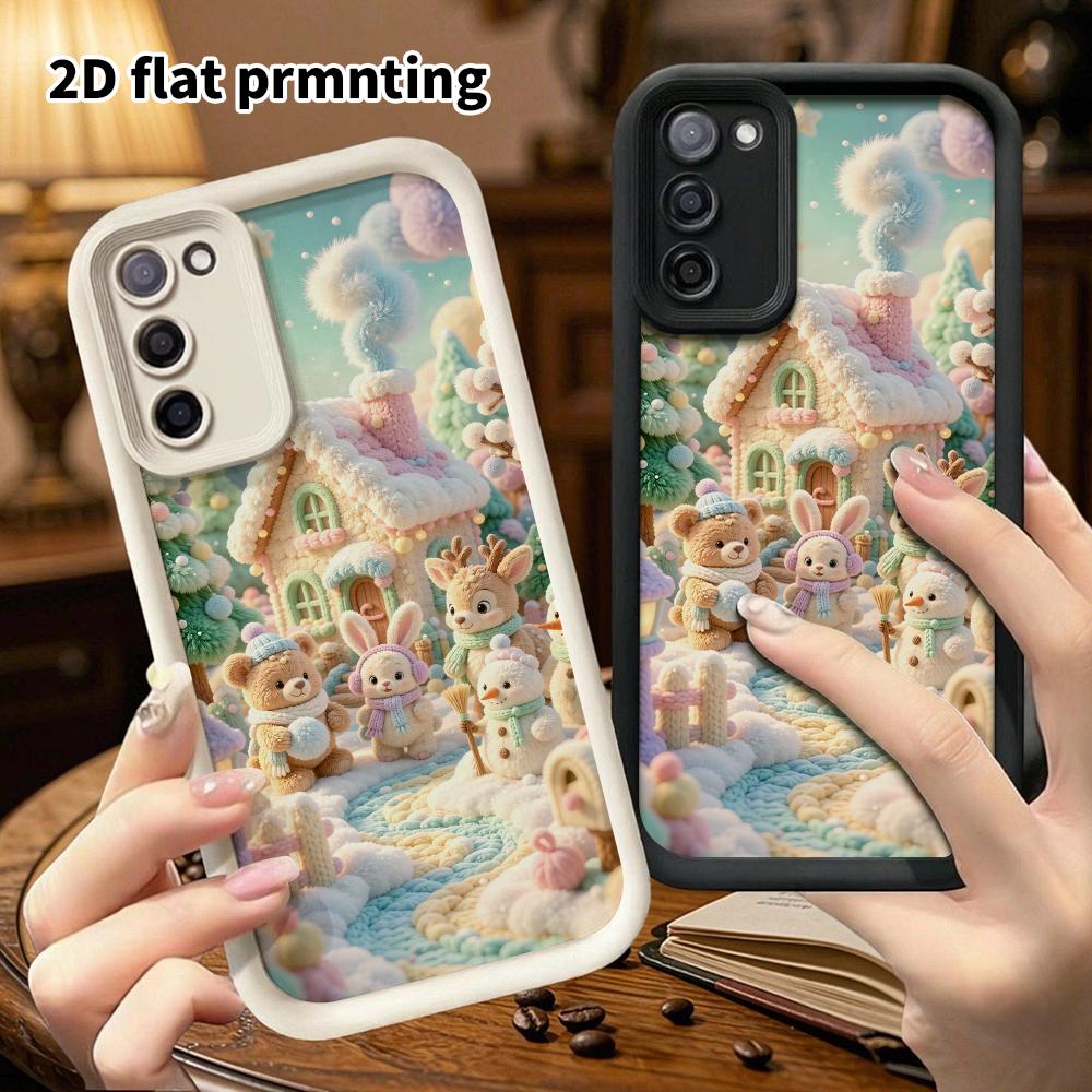 Phone Case: 2D Flat, Suitable for Samsung Galaxy A34 A35 M05 M06 S20 S22 S21 FE Plus 5G, Winter Plush Town, Perfect Christmas and Halloween Holiday Gi