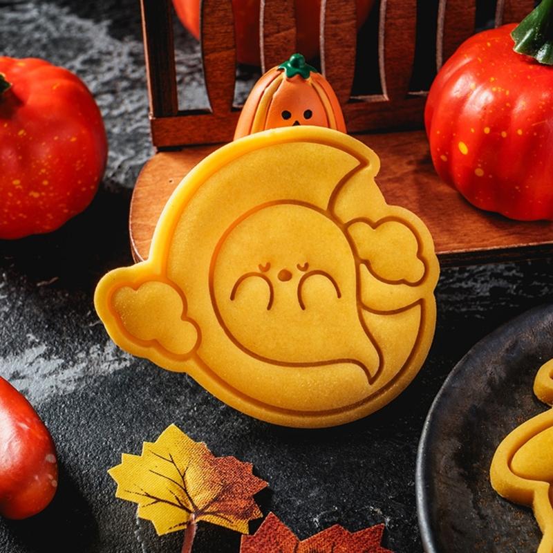 5Pcs Biscuits Mold Halloween Specter Cookie Cutter Biscuits Fondant Cookie Stamp Kitchen Tool Party Supplies