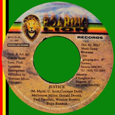 7inch Record BUJU BANTON - Justice NONE Roaring Lion Re 1998 Jamaica Reggae, Ska & Dub Used