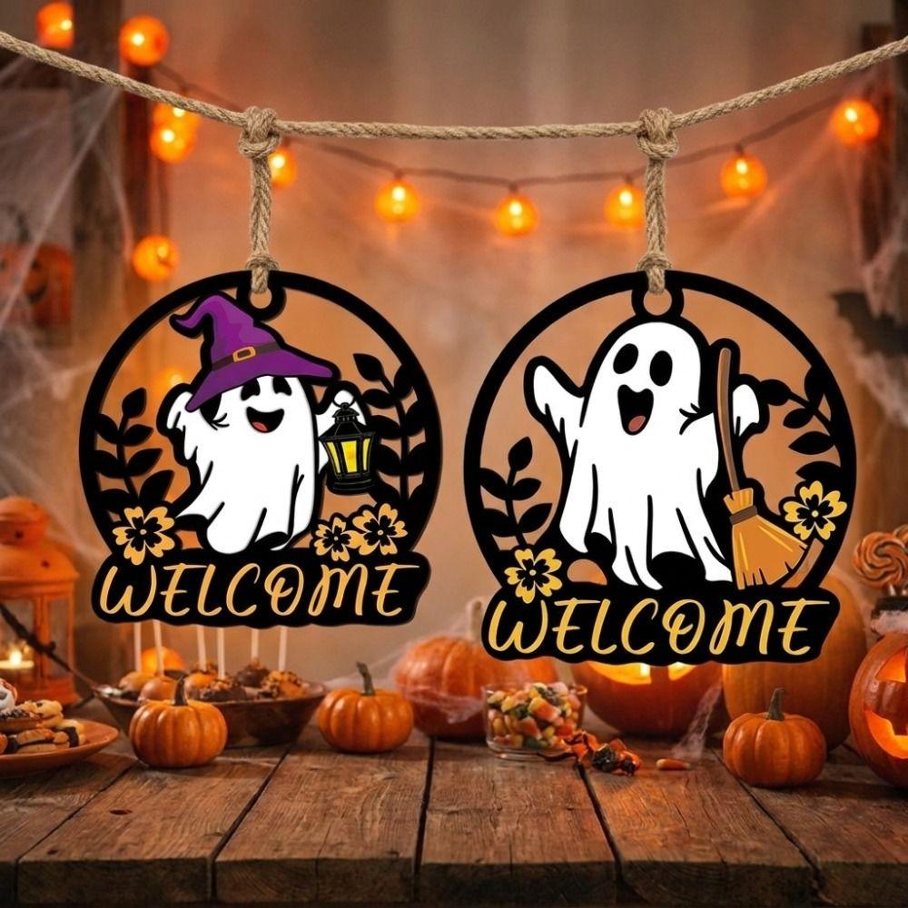 Hollow Out Halloween Ghost Door Hanger Cartoon Ghost Hanging Plaque Living Room