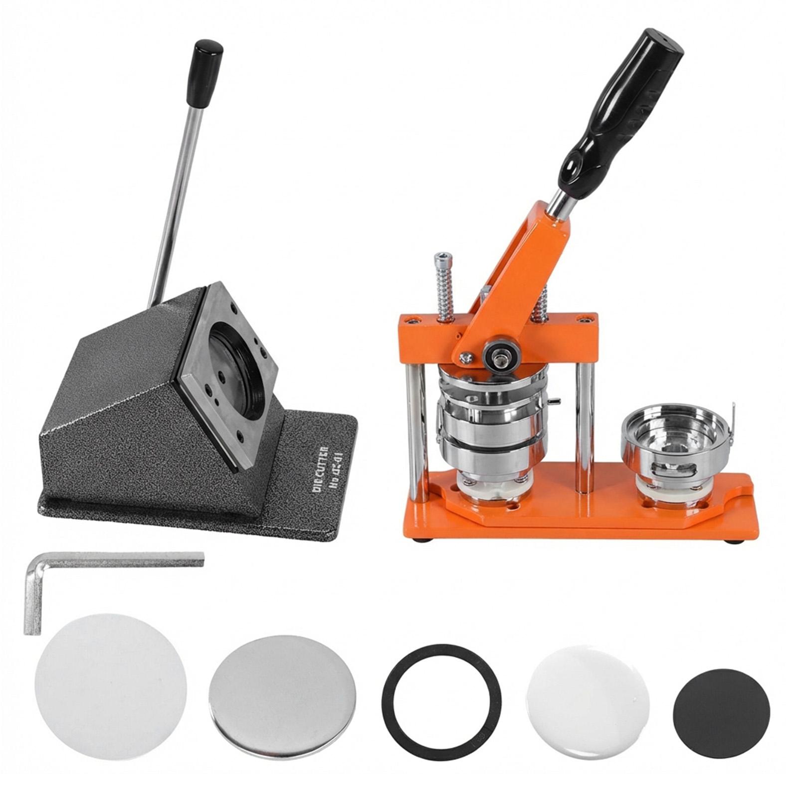 2.28x2.28in Round Button Press Machine with Paper Cutter+100pcs Material DIY Photo Badge Pin Maker Machine Kit for Home Business зелёный