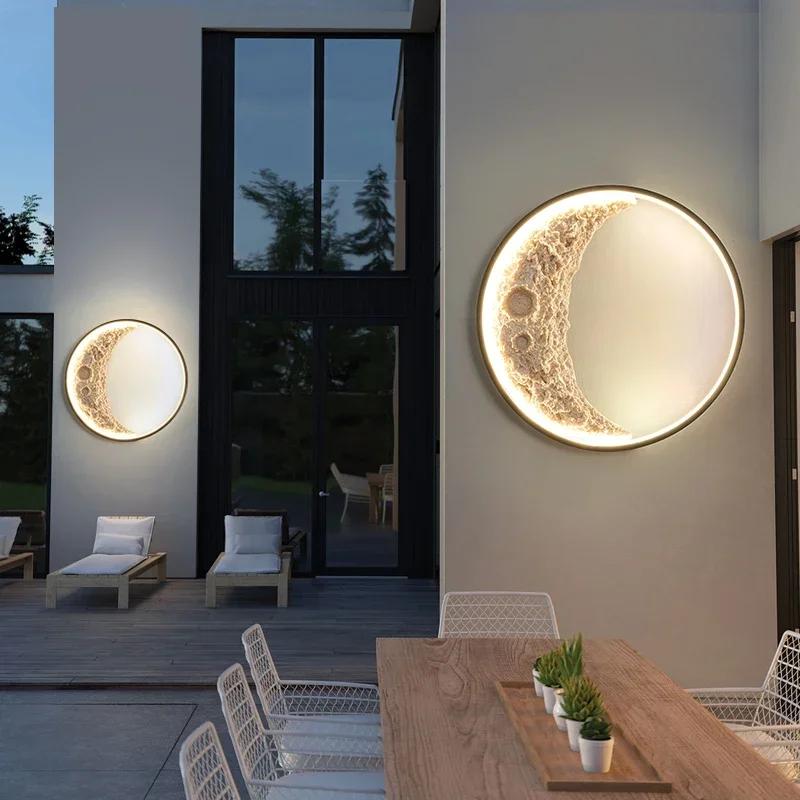 Luxury Retro Moon Aluminum Resin Led Wall Lamps Living Room Home Decor Indoor Outdoor Lighting Villa Foyer Wall Sconce Bedroom