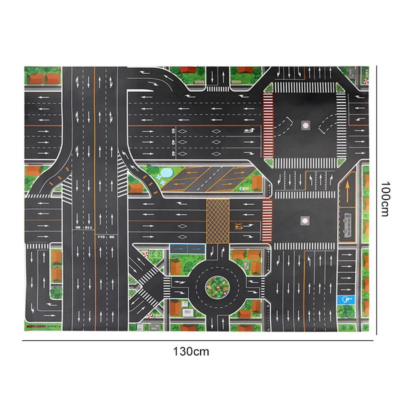 130x100cm Children Games Mat Cartoon City Traffic Map Non-Slip Playmat For KidsToddler Montessori Early Education Toys TMZ