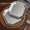 ZISIZ Retro Gold Square Stainless Steel Snack Plate