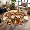 Highland Cow Duo with Plaid Scarves Print Round Rug, Living Room, Bedroom, Playroom Carpet, Non Slip Floor Mat, Gift