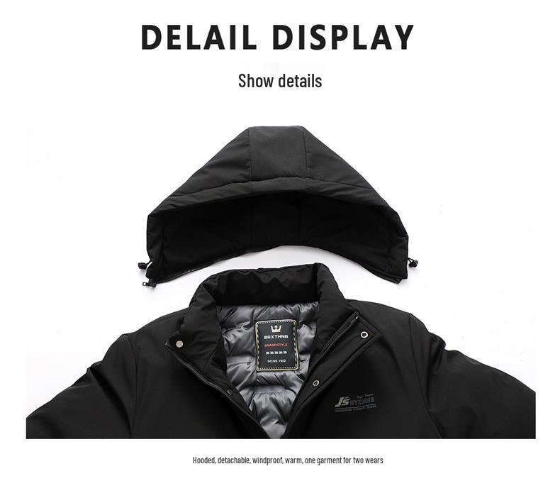 2025 Autumn/Winter Men's Thick Warm Mid-Length Cotton-Padded Jacket