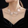 Light Luxury Cherry Blossom Necklace Sweet Pink Clavicle Chain Lockbone Chain  Niche Collection