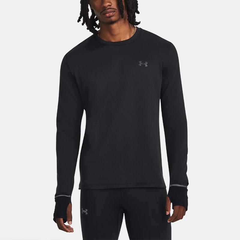 Under Armour Qualifier Fleece Warm Crew Neck Long Sleeve T-Shirt Men Tops Black 1379304-001