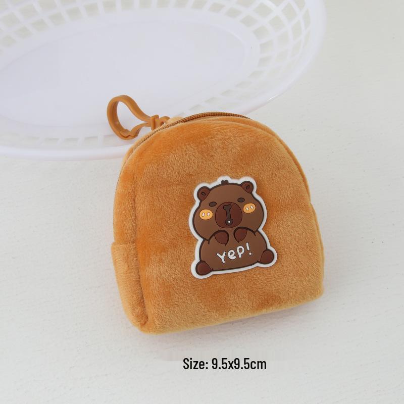 Cute Capybara Cartoon Plush Coin Purse: Portable Kids' Wallet & Storage for Earphones and Lipstick