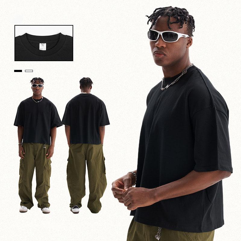 New Men'S Polo Shirt Made Of Pure Cotton With Dropped Shoulders High-Quality Loose Fit For Fitness Versatile For Daily Exercise Short Sleeved Casual