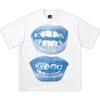 Niebieskie usta grillz graficzny pudełkowy t-shirt oversize streetwear y2k zabawny świąteczny prezent koszulka t mem dziecięcy rap