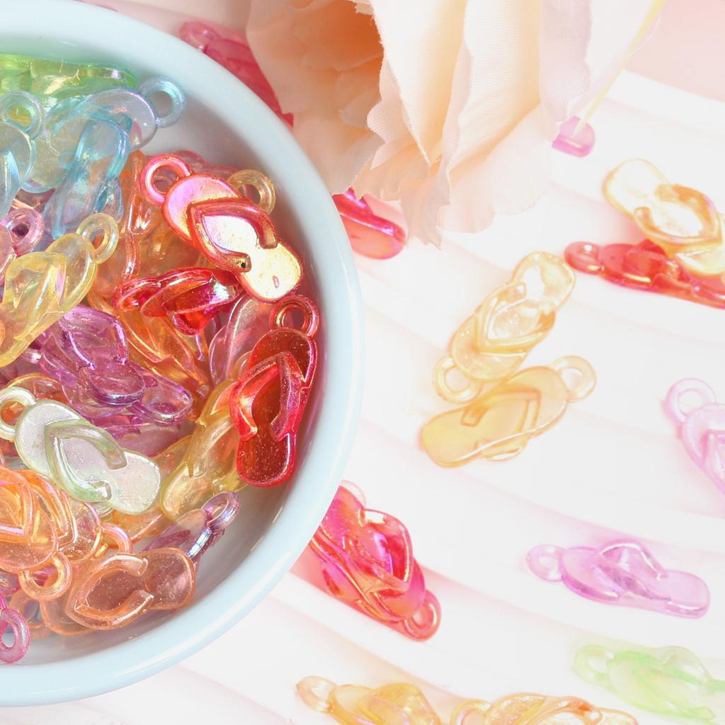 Creative Phone Chain Making Beaded Material Acrylic Beads 30Pcs 8*22mm Craft Candy Color Handmade Material Slippers Shape DIY