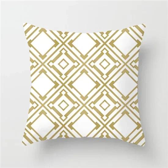 Geometric Cushion Covers Yellow Plaid Stripes Print Pillow Case For Home Chair Sofa Decoration Pillowcases 45cm*45cm