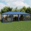 VidaXL Party Tent with 12 Mesh Sidewalls Blue 8x4m HDPE, Tent, Canopy Tent, Gazebo Awning, Tent of 4010072