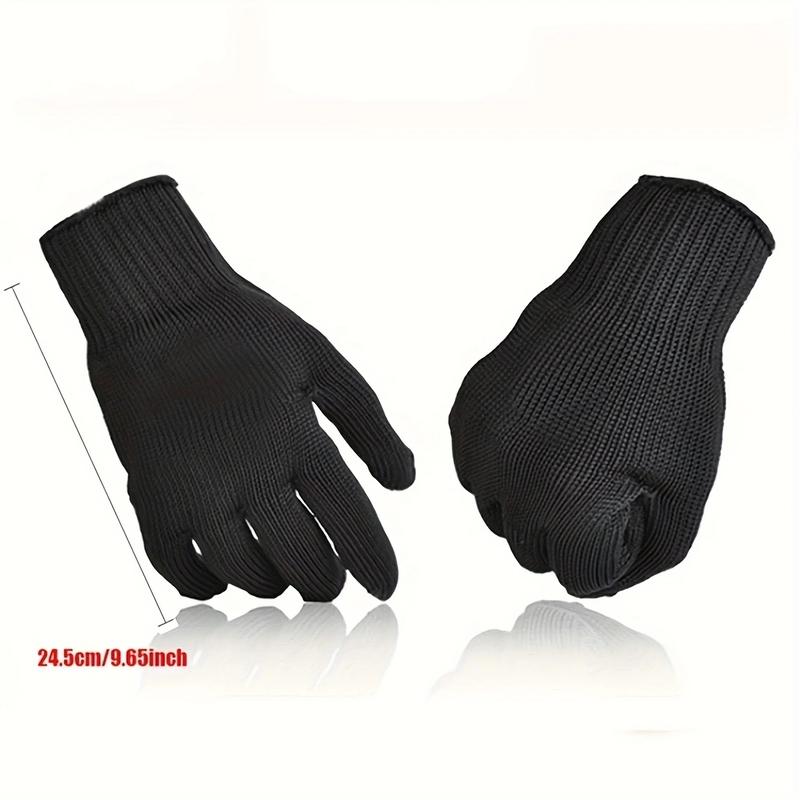 1 Pair Stainless Steel Wire Mesh Cut Resistant Gloves, Safety Protective Work Repair Gloves, Black