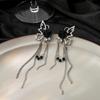 Elegant Butterfly Tassel Chain Non-Pierced Rose Ear Clip Earrings