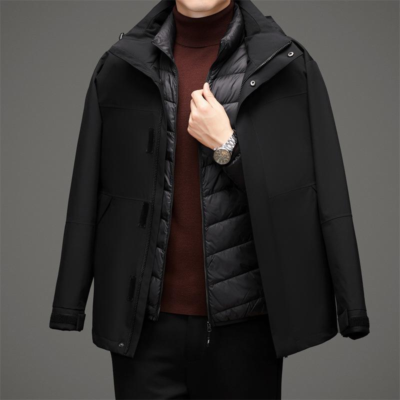 

Одинаковый стиль для мужчин и женщин со съемной пуховой подкладкой. Зимняя куртка-пуховик с капюшоном, защищающая от холода. 4XL