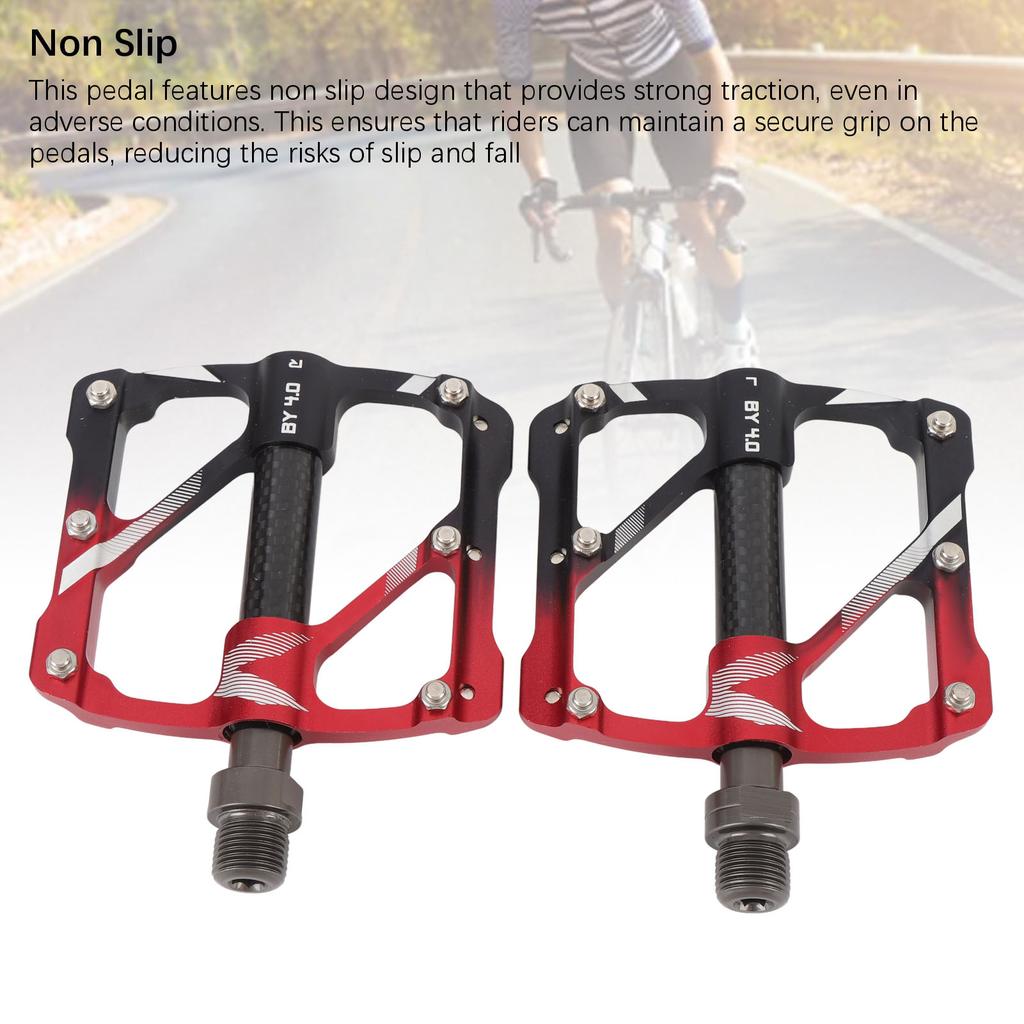 1 Pair Cycling Pedals Aluminum Alloy Widened Non Slip 3 Bearing Flat Pedal Replacement for Mountain and Road Riding Black Red