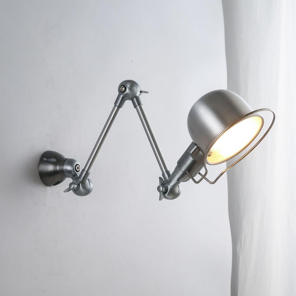 Vintage Silver Wall Lamp, Adjustable Aluminum Swing Arm, LED Wall Light
