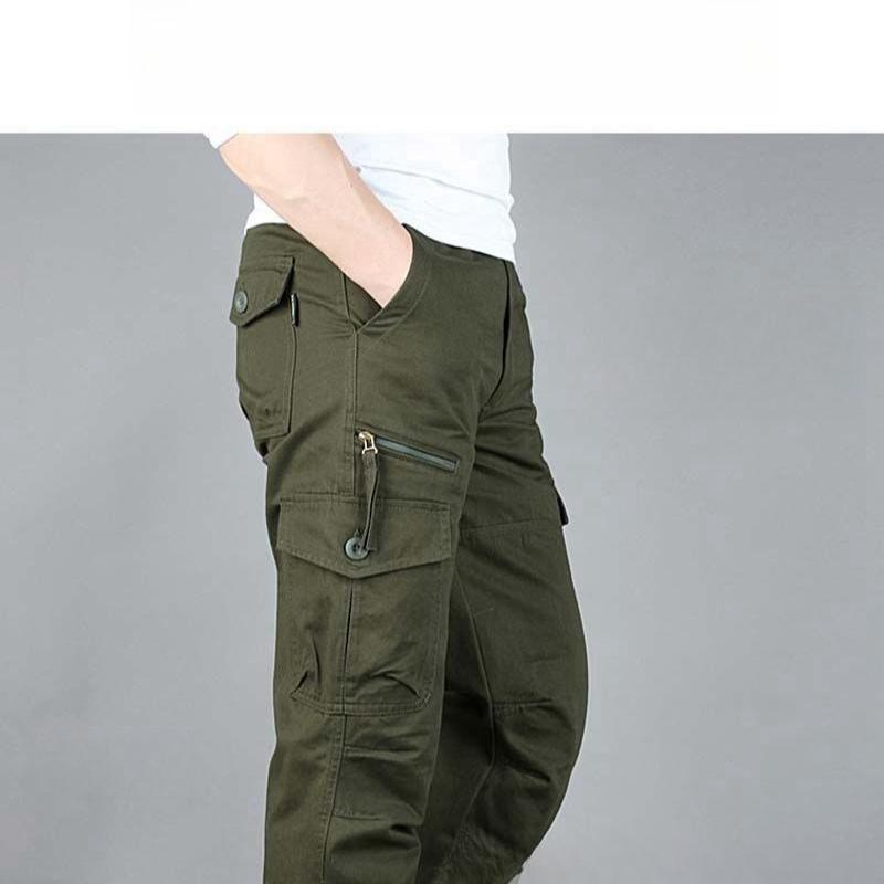Spring and Autumn Outdoor Pure Cotton Cargo Pants for Men, Loose Straight-Leg, Plus Size Work Trousers, Versatile for Mountaineering and Casual Wear