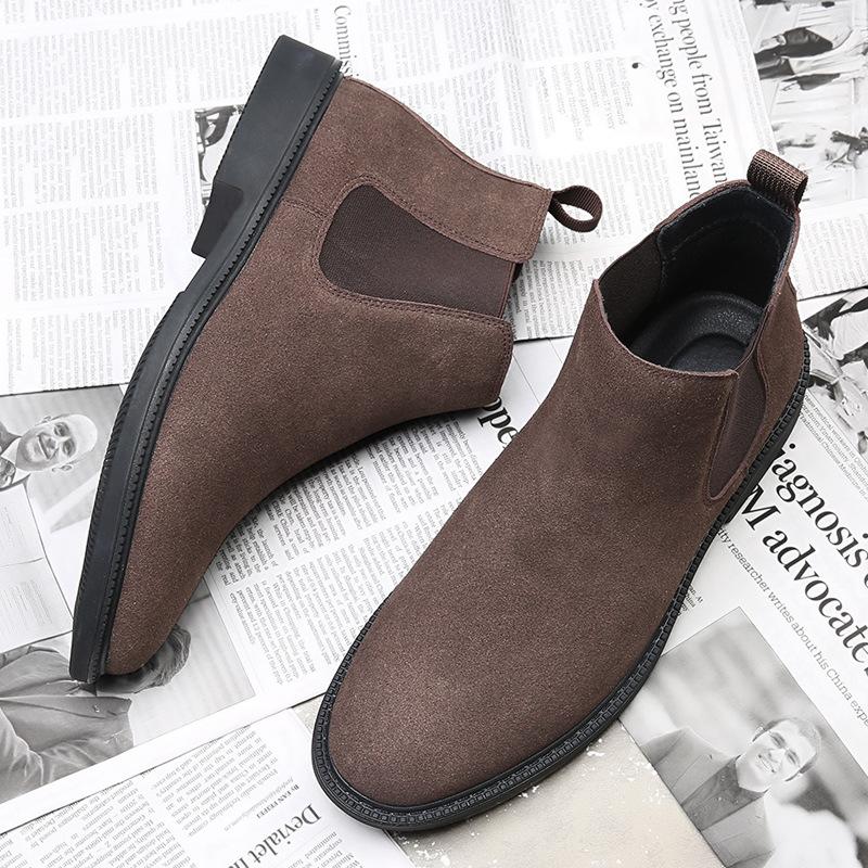 Chelsea boots men's velvet plus size supply genuine leather autumn and winter men's cotton boots British Martin boots men 4546