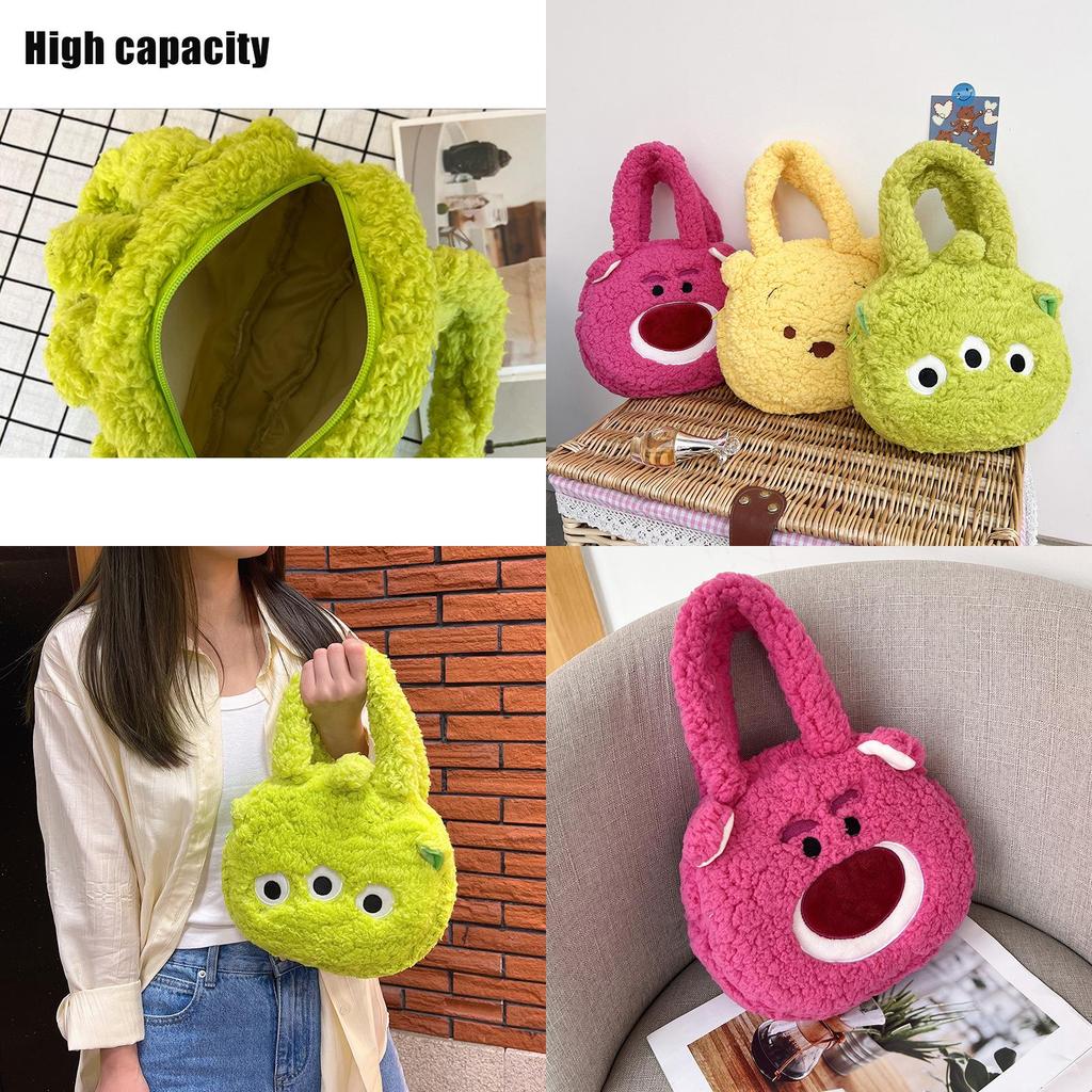 Adorable Plush Tote Bag Featuring Lotso Alien And Winnie The Pooh Great For Cosplay And Theme Events