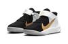 Nike Team Hustle D 10 Flyease Abrasion Resistant Mid Top Basketball Shoes White Gold Black Children Aged 3 7 Years Old DD7302-002