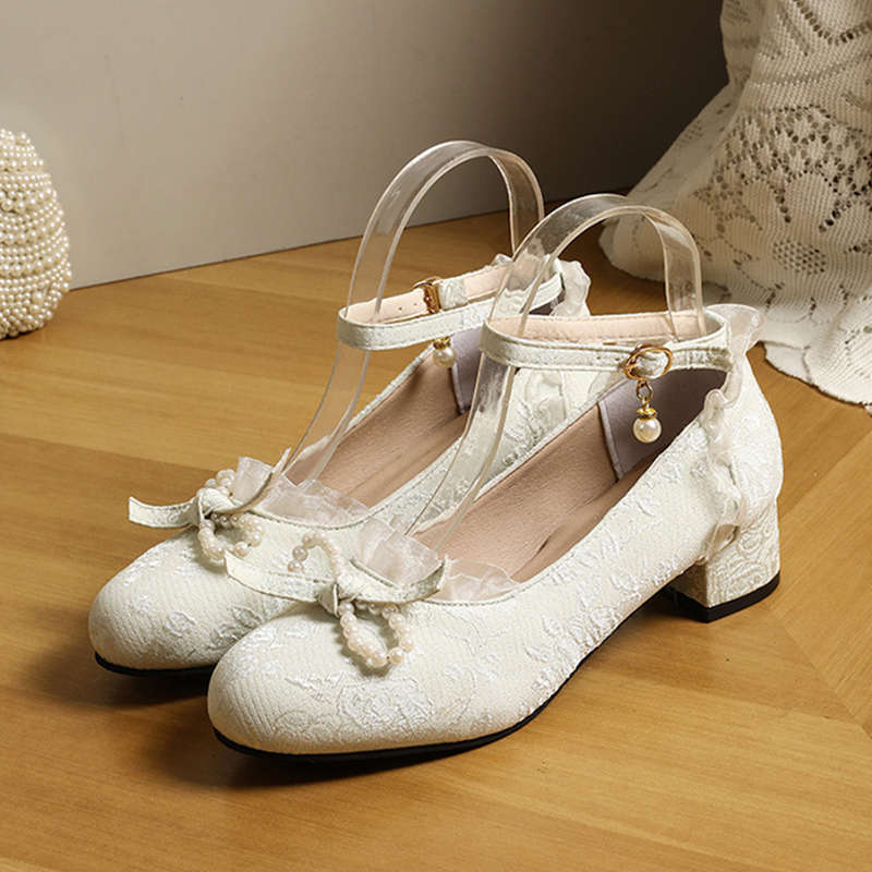 New Chinese embroidered high heels Chinese Hanfu shoes antique cheongsam shoes summer Mary Jane women's shoes single shoes
