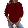 Damen Locker Langärmliger Pullover Rundhals Großer Einfarbiger Kapuzenpullover