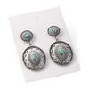 1 Pair Women Dangle Earrings Ethnic Round Shape Retro Bohemian Style Faux Turquoise Stainless Alloy