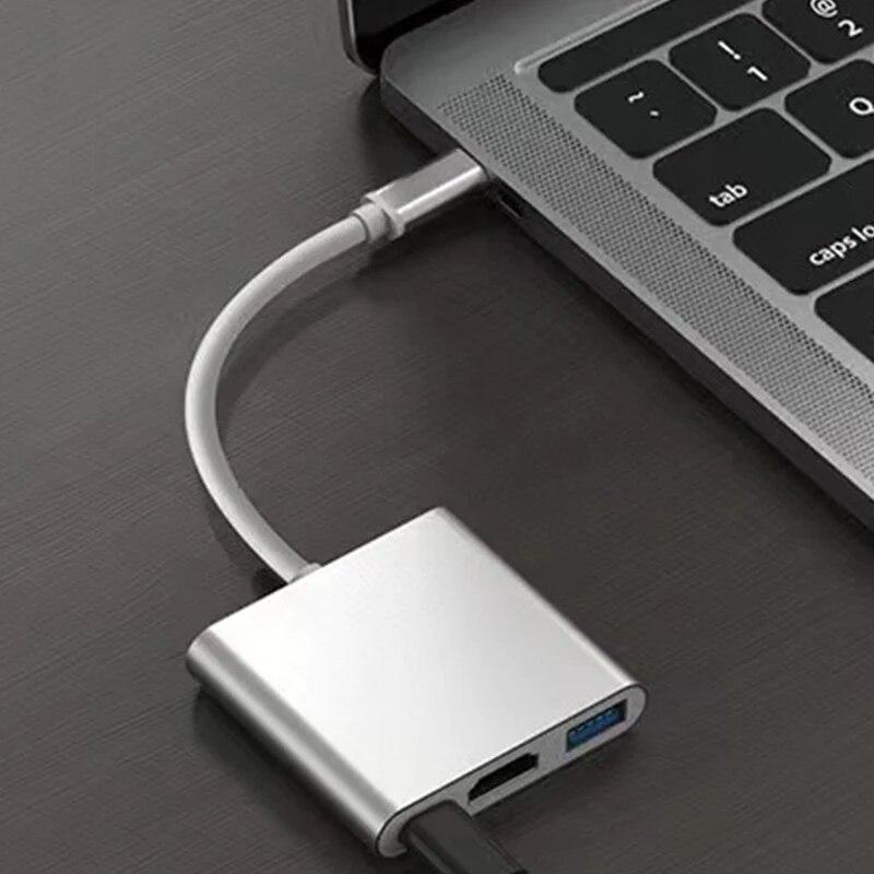 

USB C HUB 3in1 Type C 3.0 для HDTV-совместимой док-станции PD Fast Charge 4K HDTV адаптер-разветвитель для MacBook