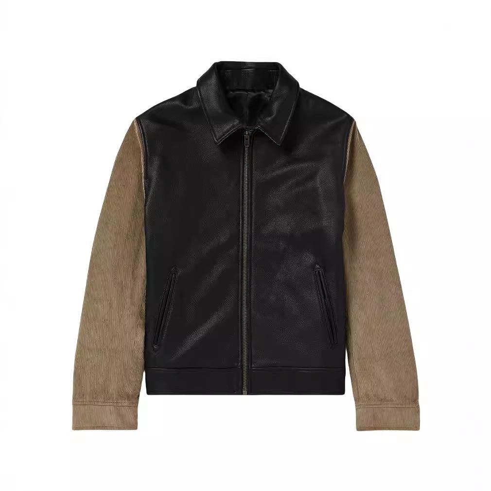 

Осенне-зимняя мужская бейсбольная майка из искусственной кожи с плетением, модный тренд, мужская куртка в винтажном стиле XXL чёрный